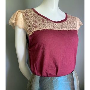 E by Eloise from Anthropologie lace accent top
